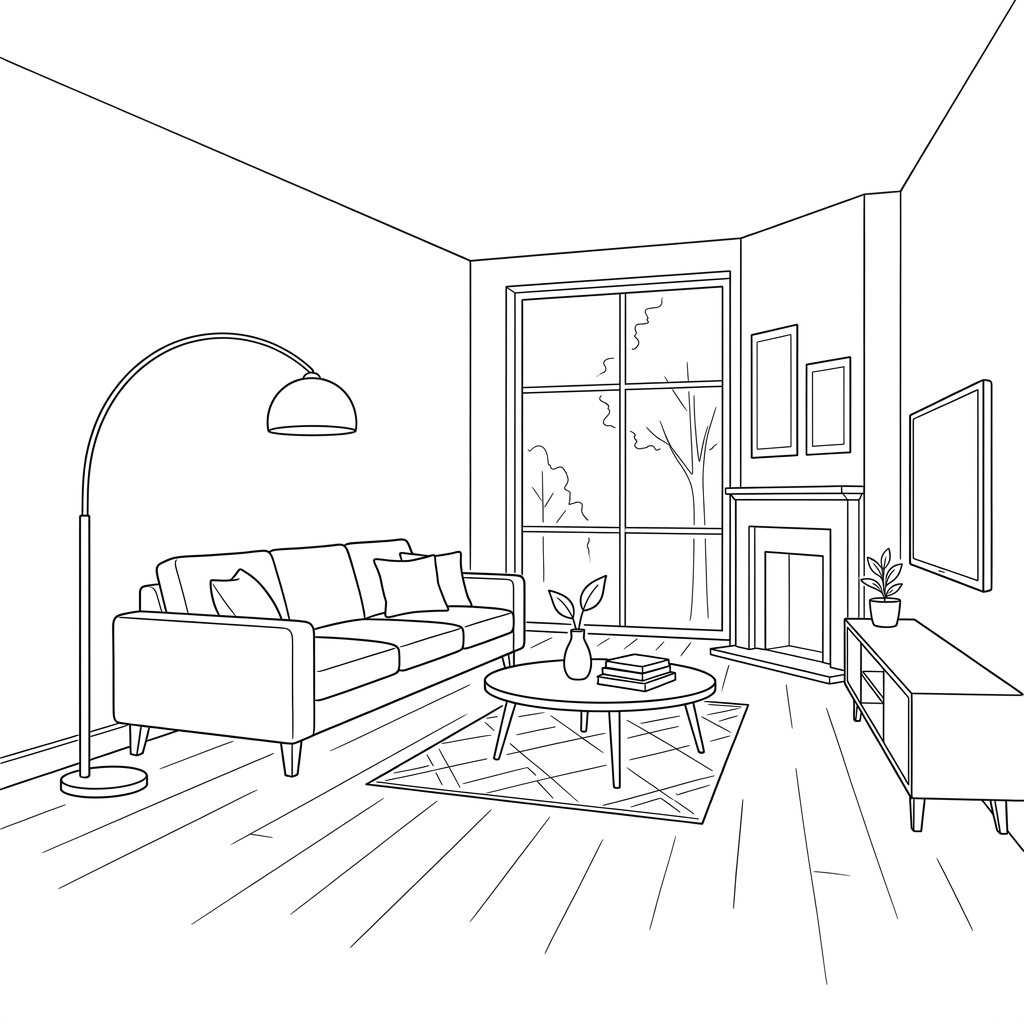 Living Room Concept Design Sketch